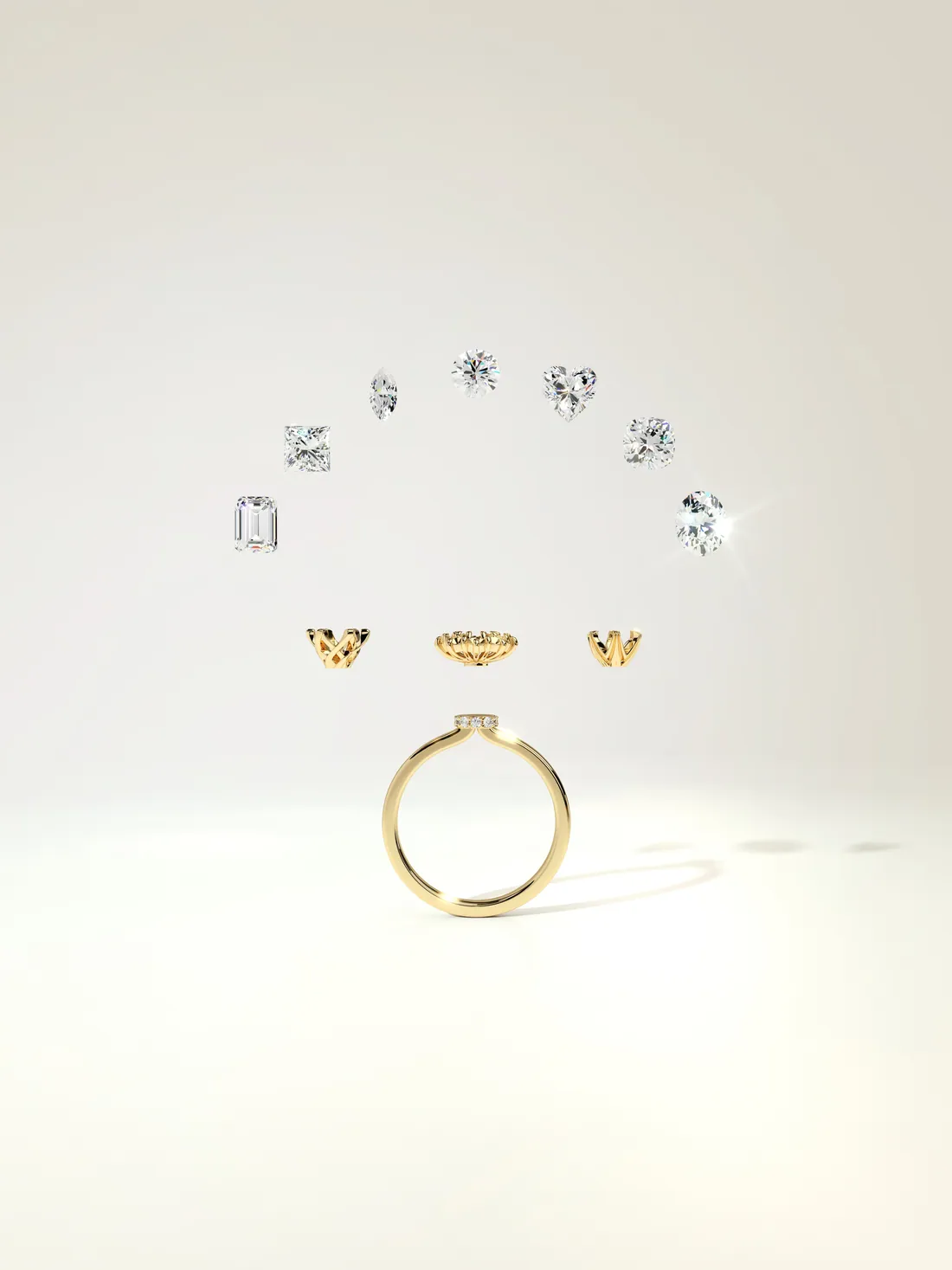 Verlobungsring-Konfiguration: Ringbasis, Diamant-Schliffe und Fassungen bei RT Goldrausch Reutlingen