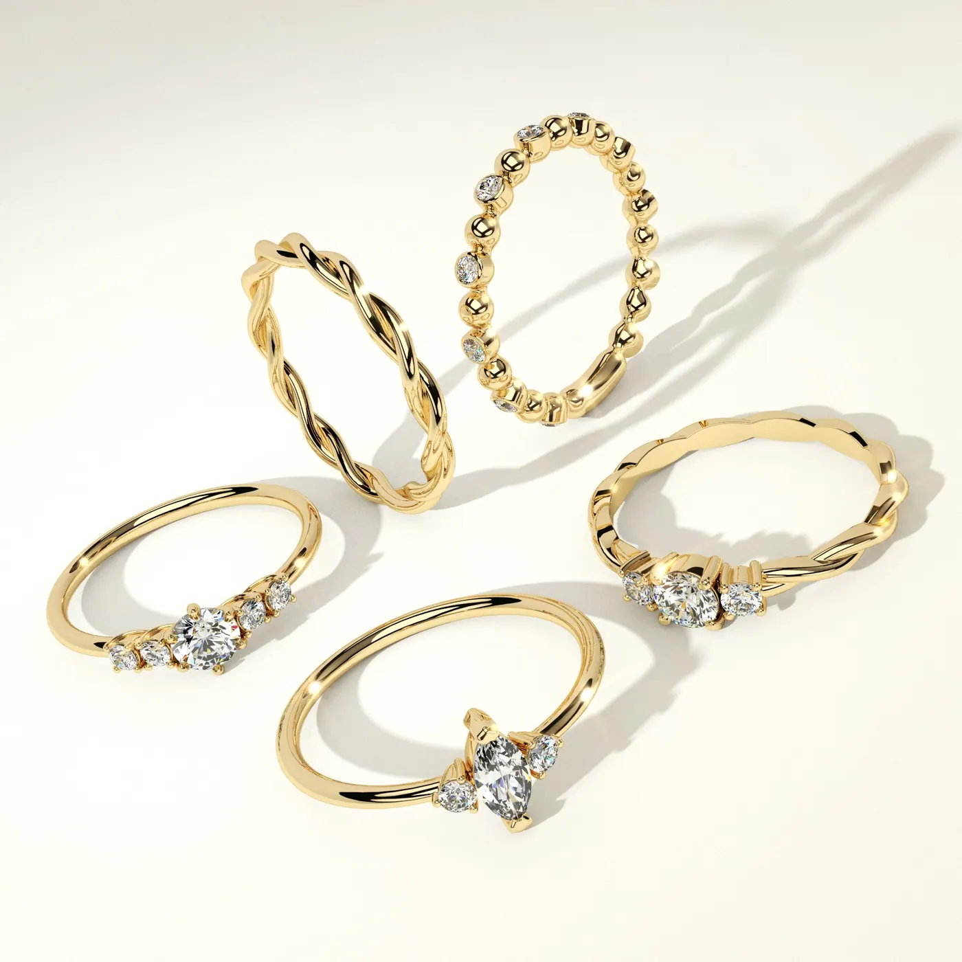 Ringe in Gelbgold mit Brillanten aus dem Schmucksortiment von RT Goldrausch Reutlingen