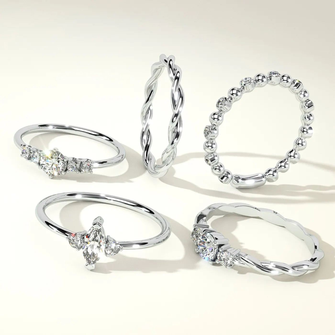 Ringe in Weißgold mit Brillanten aus dem Schmucksortiment von RT Goldrausch Reutlingen